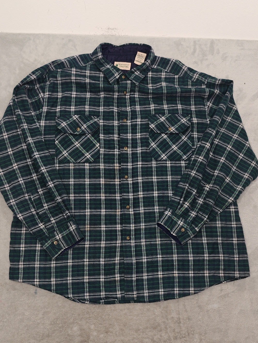 Northwest Territory Dark Green Plaid Button-Down Shirt 3X